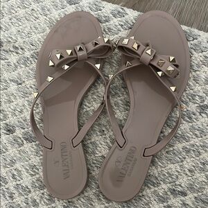 Valentino Tan Studded Sandals